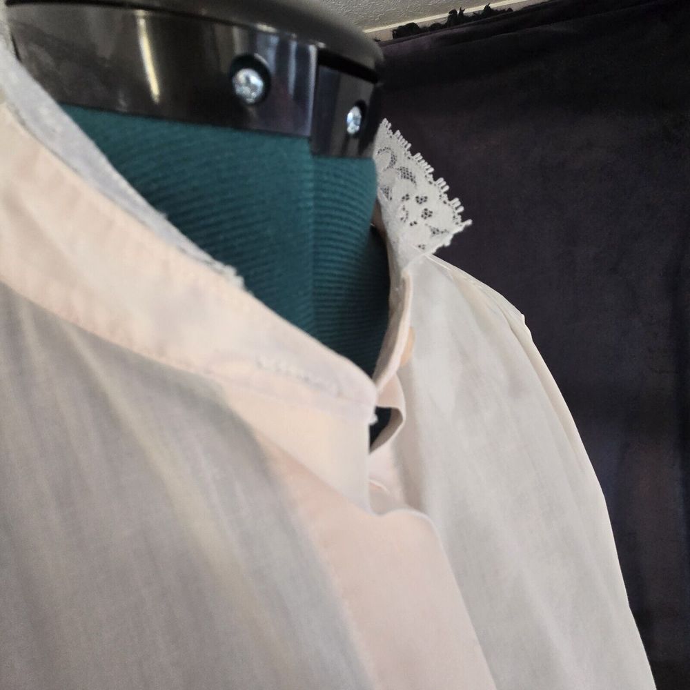 Vintage‎ 80s Womens Honors Lg Pink Lace Collar Button Up Blouse Romantic Cottage - Picture 14 of 16